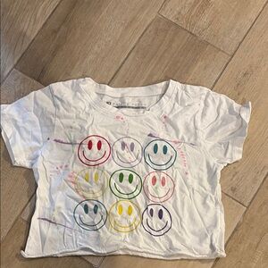 Prince Peter Collection White and Red Smiley Face Crop Top